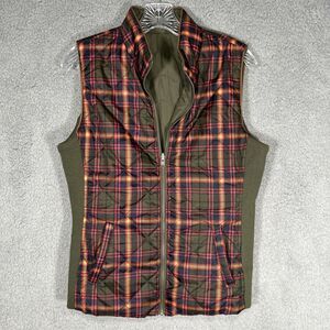 Grace & Lace Reversible Vest Jacket Women’s M Green or Plaid Full Zip